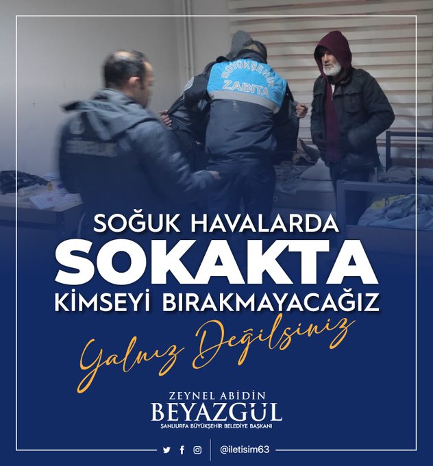 Şanlıurfa Büyükşehir Havaların daha da soğuduğu bugünlerde kimse sokakta